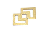 Brass Irregular Charm, 6 Textured Raw Brass Irregular Connectors With 2 Holes, Findings, Pendants (42x28x0.60mm) D1123