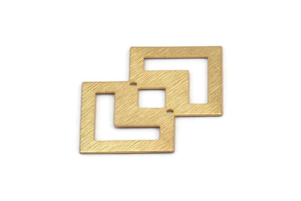 Gold Irregular Charm, 2 Textured Gold Plated Brass Irregular Connectors With 2 Holes, Findings, Pendants (42x28x0.60mm) D1123 Q0930