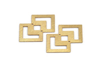 Gold Irregular Charm, 2 Textured Gold Plated Brass Irregular Connectors With 2 Holes, Findings, Pendants (42x28x0.60mm) D1123 Q0930