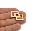 Gold Irregular Charm, 2 Textured Gold Plated Brass Irregular Connectors With 2 Holes, Findings, Pendants (42x28x0.60mm) D1123 Q0930