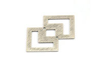 Silver Irregular Charm, 4 Textured Antique Silver Plated Brass Irregular Connectors With 2 Holes (42x28x0.60mm) D1123