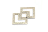 Silver Irregular Charm, 4 Textured Antique Silver Plated Brass Irregular Connectors With 2 Holes (42x28x0.60mm) D1123