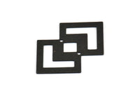 Black Irregular Charm, 4 Textured Oxidized Black Brass Irregular Connectors With 2 Holes (42x28x0.60mm) D1123