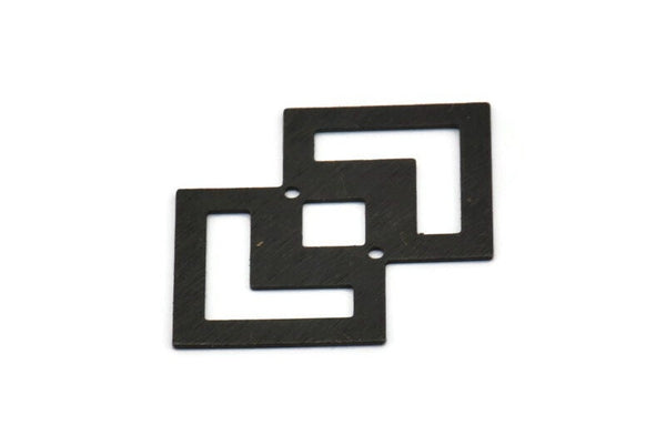 Black Irregular Charm, 4 Textured Oxidized Black Brass Irregular Connectors With 2 Holes (42x28x0.60mm) D1123