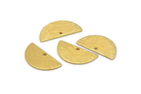 Gold Semi Circle, 6 Gold Plated Brass Textured Half Moon Charms With 1 Hole, Pendants (21x10.5x0.80mm) D0596 Q1040