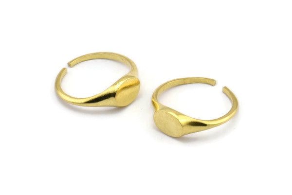 Brass Oval Ring, 8 Raw Brass Ring Oval Settings (18mm) E266