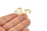 Brass Moon Charm, 50 Raw Brass Crescent Moon Charms With 1 Loop (17x5x1mm) A3768