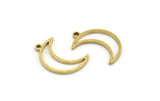 Brass Moon Charm, 50 Raw Brass Crescent Moon Charms With 1 Loop (17x5x1mm) A3768