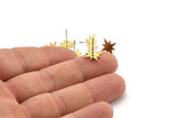 Brass North Star Earring, 12 Raw Brass Pole Star Shaped Stud Earrings (12x1mm) A3739