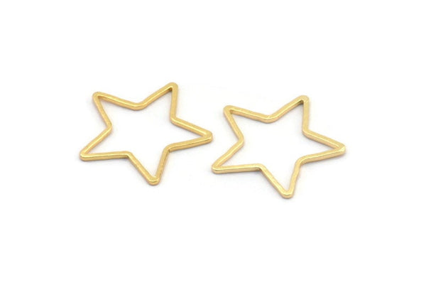 Gold Star Charm, 12 Gold Plated Brass Open Star Charms (21x0.8mm) BS 1077