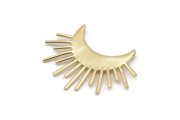 Ay ve Güneş, 1 Altın Kaplama Pirinç Hilal ve Yarı Güneş Etnik Kolye, 2 Halka, Bulgular, Tılsımlar (49x35x1mm) U122 Q0489
