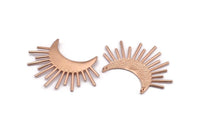 Ay ve Güneş, 1 Gül Altın Kaplama Pirinç Hilal ve Yarı Güneş Etnik Kolye, 2 Halka, Bulgular, Tılsımlar (49x35x1mm) U122 Q0489