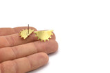 Brass Sun Earring, Hammered Raw Brass Sunshine Stud Earrings (23x12mm) N0517
