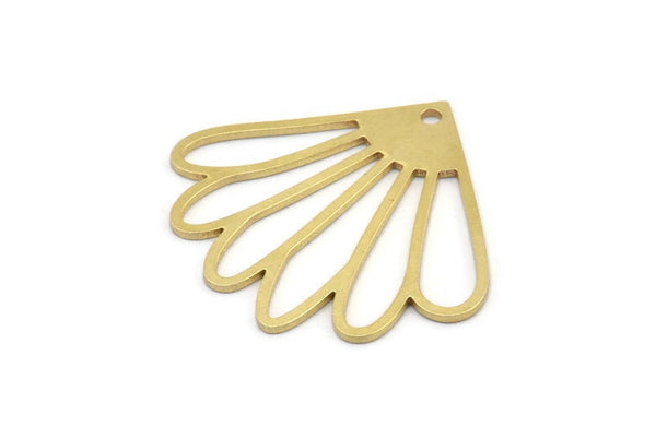 Brass Flower Charm, 6 Raw Brass Flower Charms With 1 Loop, Charm Pendants (39x36x0.80mm) A3051