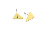 Brass Triangle Earring, 10 Raw Brass Triangle Stud Earrings (10x9x1mm) A4191 A3793