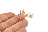Gold Stud Earring, 4 Gold Plated Brass 4 Claw Stud Earrings, CZ Pave Earrings, Round Zircon Stud Earrings (6mm) SY0149
