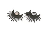 Ay ve Güneş, Oksitlenmiş Siyah Pirinç Hilal ve Yarı Güneş Kolye, 2 Halka ve 11 mm Ped, Bulgular (47x33x1,2 mm) BS 1952 H1351