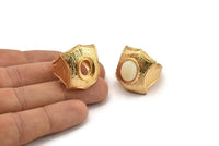 Gold Ring Settings, 1 Gold Plated Ring Setting with Pad Size 12x10mm U051 Q0236