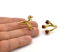 Adjustable Ring Settings - 2 Raw Brass 4 Claw Ring Blanks with 3 Prong Settings - Pad Size 6mm N0325