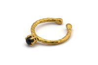 Adjustable Ring Settings - 4 Raw Brass 6 Claw Ring Blanks - Pad Size 4mm N0315