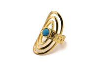 Gold Royal Ring, Gold Plated Brass Royal Rings With 1 Stone Settings - Pad Size 6mm N1854