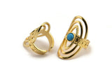 Gold Royal Ring, Gold Plated Brass Royal Rings With 1 Stone Settings - Pad Size 6mm N1854