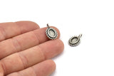 Silver Oval Charm, 4 Antique Silver Plated Brass Oval Charms With 1 Loop - Pad Size 6x8mm (15x11mm) N2066 H1515