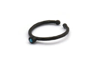 Black Ring Settings, 4 Oxidized Black Brass Round Ring With 1 Stone Setting - Pad Size 2mm N1759 H0901