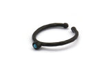 Black Ring Settings, 4 Oxidized Black Brass Round Ring With 1 Stone Setting - Pad Size 2mm N1759 H0901