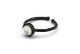 Black Ring Settings, 2 Oxidized Black Brass Round Ring With 1 Stone Setting - Pad Size 6mm N1763 H1096