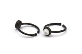 Black Ring Settings, 2 Oxidized Black Brass Round Ring With 1 Stone Setting - Pad Size 6mm N1763 H1096