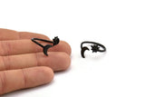 Black Ring Setting, 2 Oxidized Black Brass Moon And Sun Rings With 1 Stone Setting - Pad Size 4mm N1780 H0867