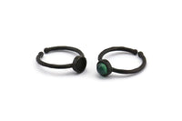 Black Ring Settings, 4 Oxidized Black Brass Round Ring With 1 Stone Setting - Pad Size 5mm N1762