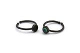 Black Ring Settings, 4 Oxidized Black Brass Round Ring With 1 Stone Setting - Pad Size 5mm N1762
