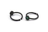 Black Ring Settings, 4 Oxidized Black Brass Round Ring With 1 Stone Setting - Pad Size 5mm N1762