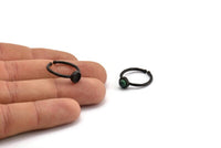 Black Ring Settings, 4 Oxidized Black Brass Round Ring With 1 Stone Setting - Pad Size 5mm N1762