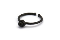 Black Ring Settings, 4 Oxidized Black Brass Round Ring With 1 Stone Setting - Pad Size 4mm N1761 H1072