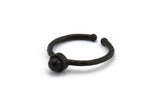 Black Ring Settings, 4 Oxidized Black Brass Round Ring With 1 Stone Setting - Pad Size 4mm N1761 H1072