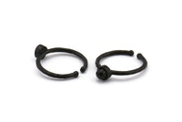 Black Ring Settings, 4 Oxidized Black Brass Round Ring With 1 Stone Setting - Pad Size 4mm N1761 H1072