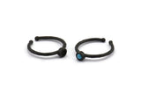 Black Ring Settings, 4 Oxidized Black Brass Round Ring With 1 Stone Setting - Pad Size 3mm N1760 H0826