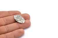 Silver Oval Charm, 10 Hammered Antique Silver Plated Brass Oval Charms With 1 Hole, Pendants, Earrings, Findings (26x17x0.50mm) D1229