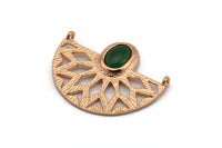 Rose Gold Ethnic Pendant, 1 Rose Gold Plated Semi Circle Pendants with 2 Loops and 1 Pad Setting (36x28x3.2x1mm) BS 1917 Q0402