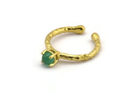 Adjustable Ring Settings - 4 Raw Brass 4 Claw Ring Blanks - Pad Size 5mm N0319