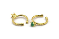 Adjustable Ring Settings - 4 Raw Brass 4 Claw Ring Blanks - Pad Size 5mm N0319
