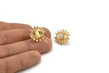 Gold Eye Earring, 2 Gold Plated Brass Eye Stud Earrings With 5mm Pad (19x17x2mm) N1742