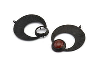 Black Crescent Pendant, Oxidized Black Brass Crescent Pendants With 1 Loop and 12.5mm Pad Setting (44x36x1mm) BS 1922