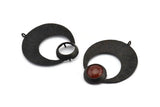 Black Crescent Pendant, Oxidized Black Brass Crescent Pendants With 1 Loop and 12.5mm Pad Setting (44x36x1mm) BS 1922