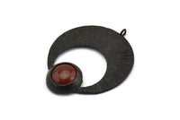 Black Crescent Pendant, Oxidized Black Brass Crescent Pendants With 1 Loop and 12.5mm Pad Setting (44x36x1mm) BS 1922