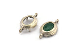 Silver Oval Setting, 6 Antique Silver Plated Brass Oval Settings With 2 Loops and 1 Pad Setting (17.5x10x3.4mm) BS 2031