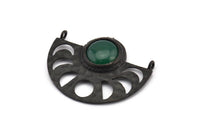 Ay Evreleri Kolye, 2 Oksitlenmiş Siyah Pirinç Yarım Daire Kolye, 2 Döngü ve 1 Ped Ayarı (36x27,5x3x0,7 mm) BS 1921 H1296